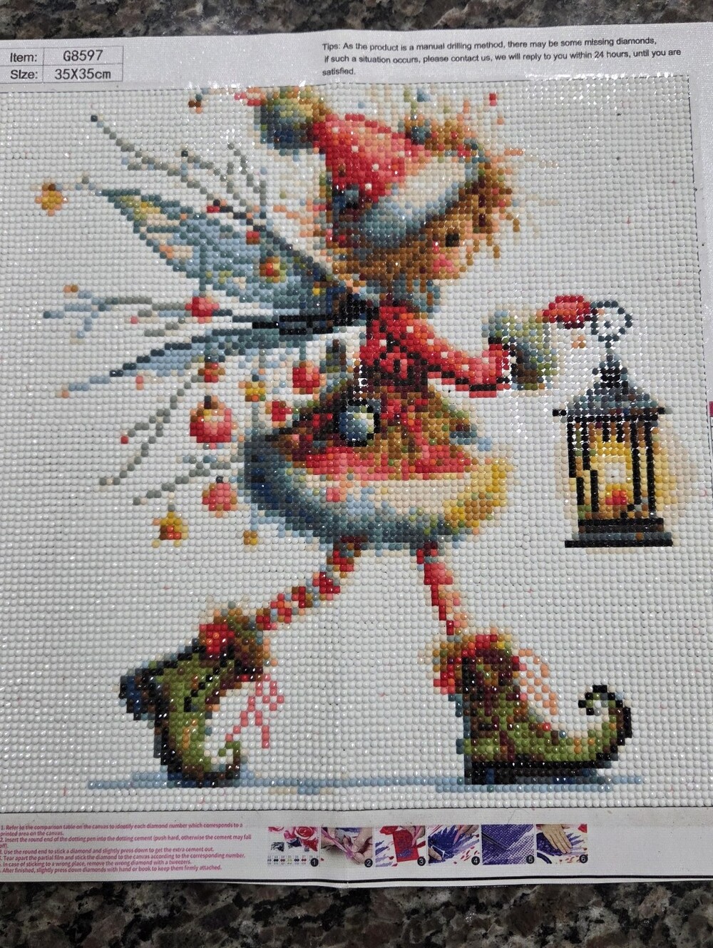 Christmas Holiday Ornament Fairy Elf 5D Diamond Painting Kit New - Picture 8 of 9